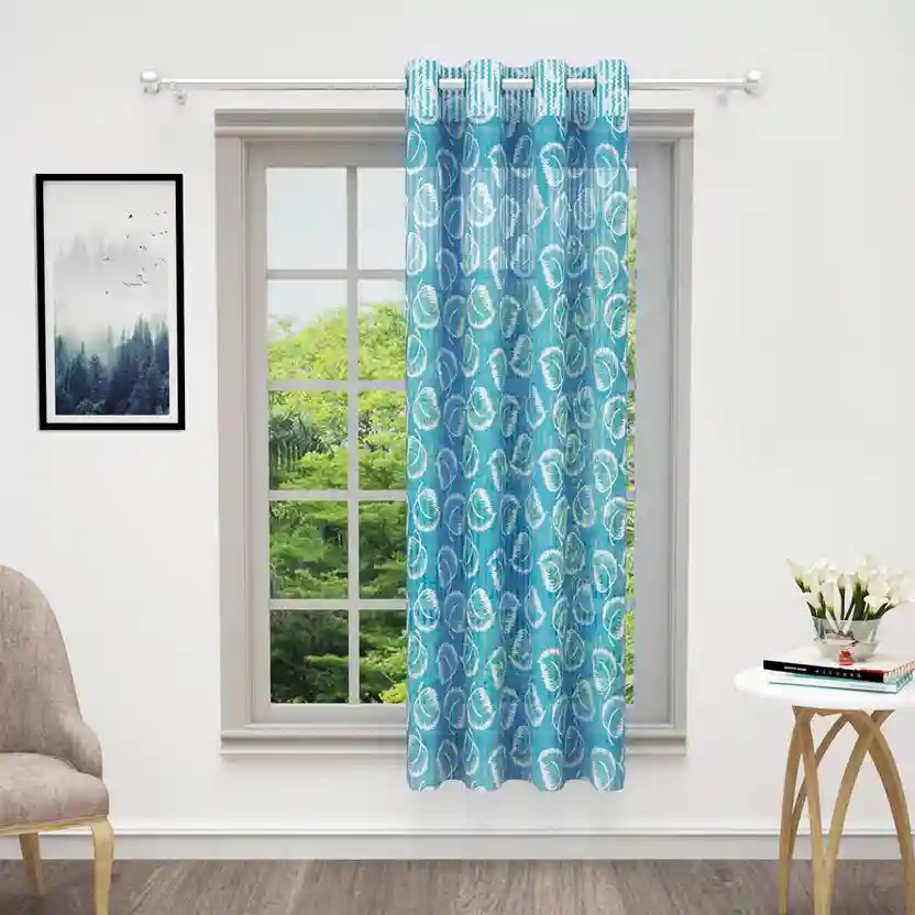 Polyester Semi Transparent Door Curtain Single Curtain Printed